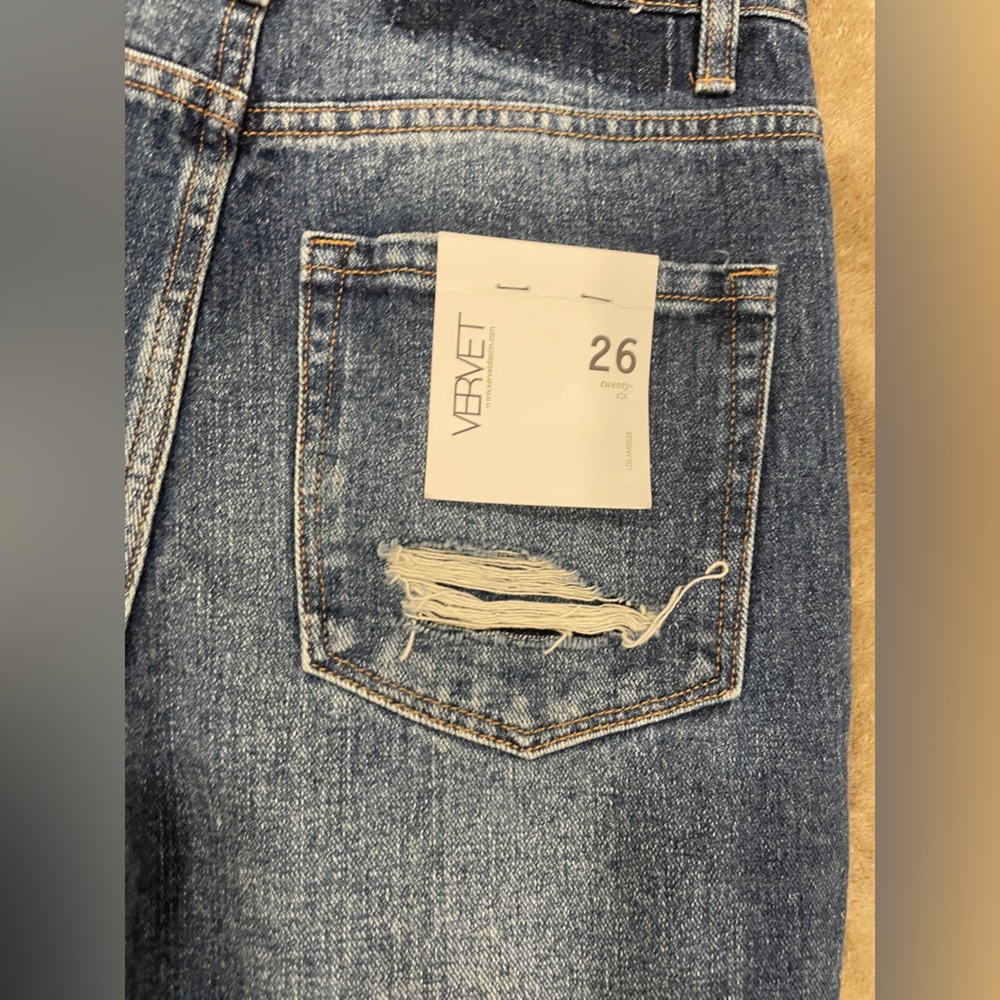 Vervet Distressed Jeans Super High Rise Slim Straight Leg Cropped Jeans NEW - Picture 11 of 15